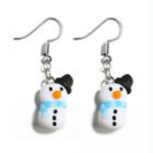 Holiday Snowman Earrings Polymer Clay